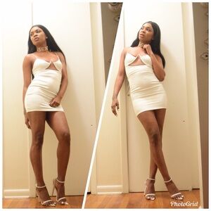 Fashion Nova White Cut-Out Mini Dress
